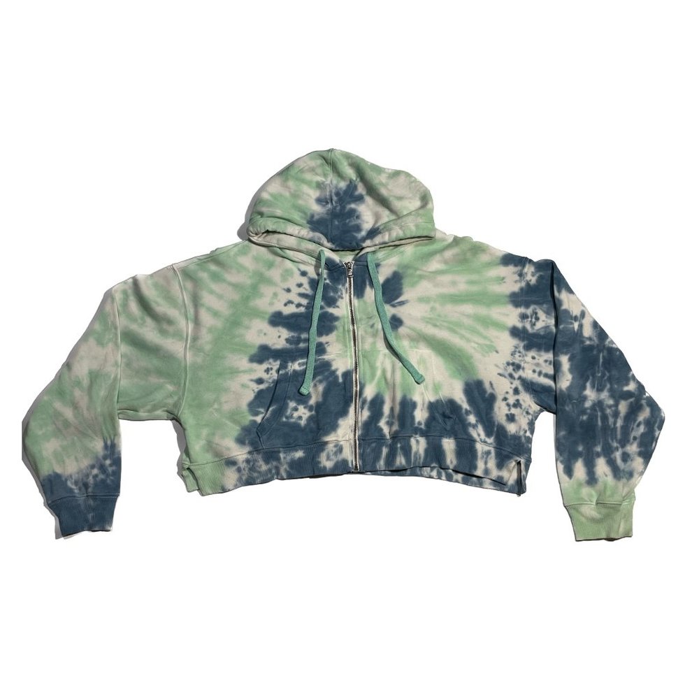 Tie Dye Cropped Zip Up Hoodie
